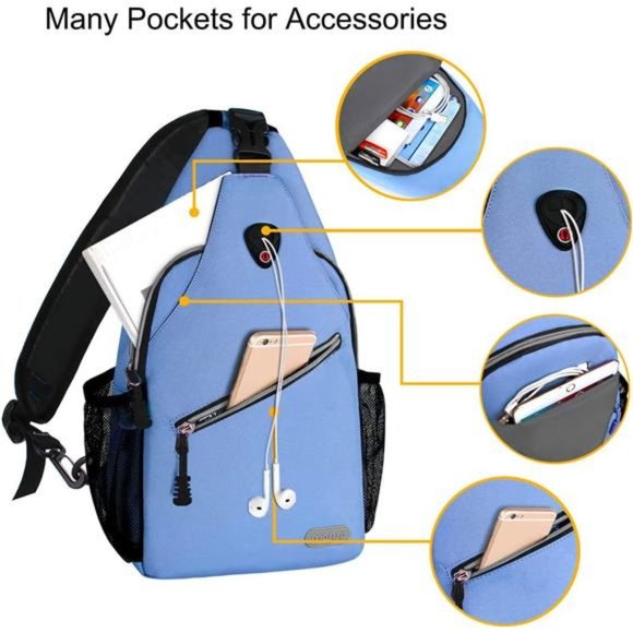 Sling Backpack, Multipurpose Crossbody Shoulder Bag Travel Hiking Daypack - Picture 2 of 6